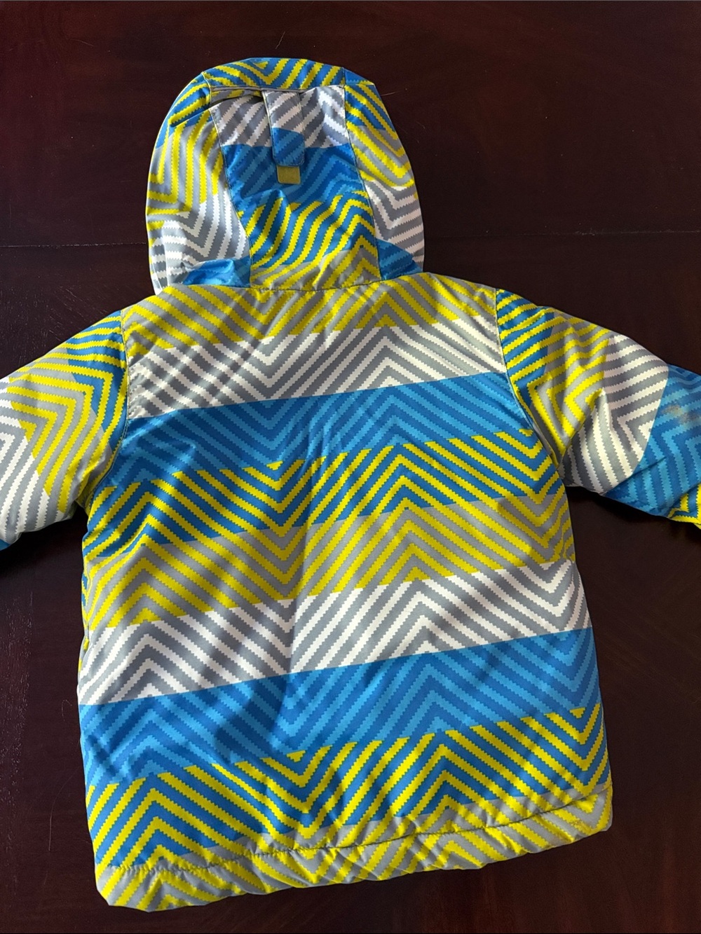 Columbia Bright Blue and Yellow Striped Kids Hooded Jacket EUC - Picture 6 of 6